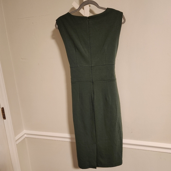 Boden Josephine Ponte Tie-Waist Sheath Dress US 6 Forest Green Knee Length - Picture 4 of 9
